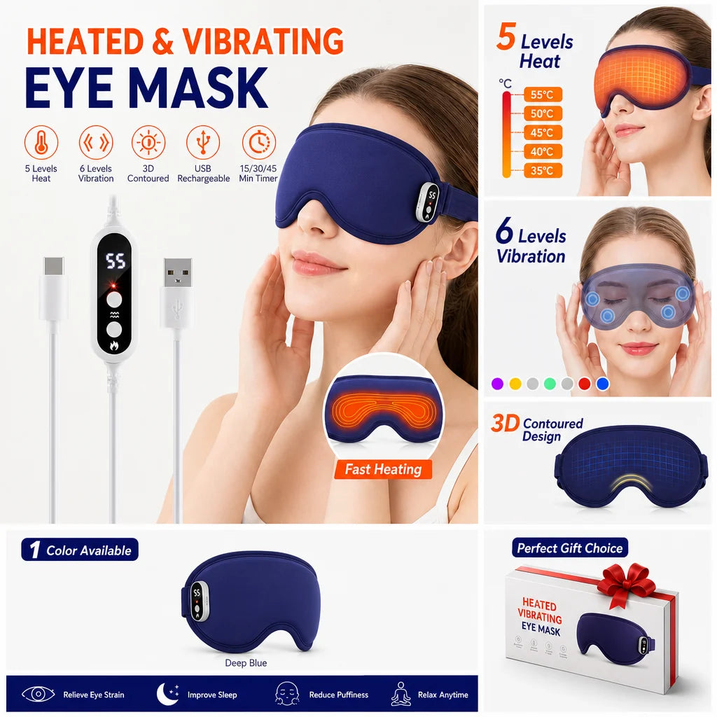 Electric Steam Eye Mask 3D Massage Constant Temperature Hot Compress Smart Timing Sleep Shading Relieve Eye Fatigue