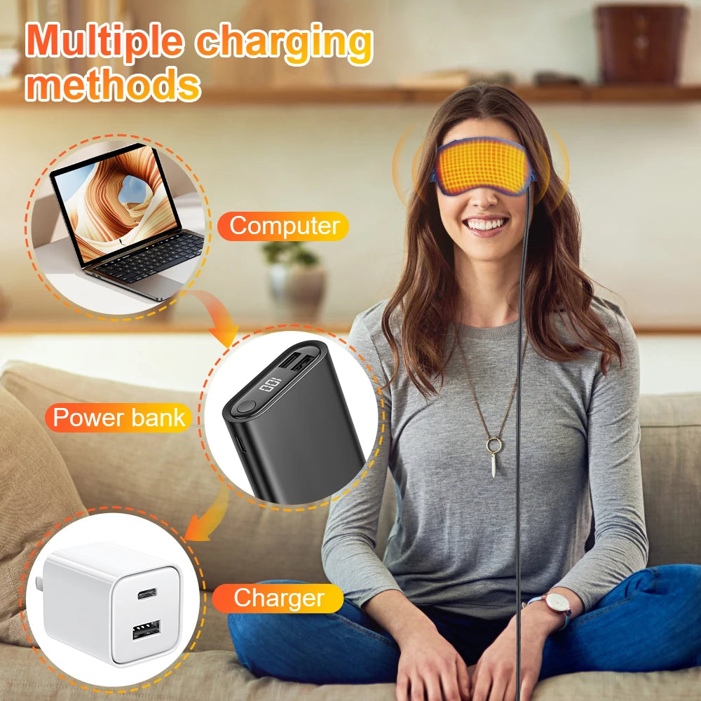 Electric Steam Eye Mask 3D Massage Constant Temperature Hot Compress Smart Timing Sleep Shading Relieve Eye Fatigue