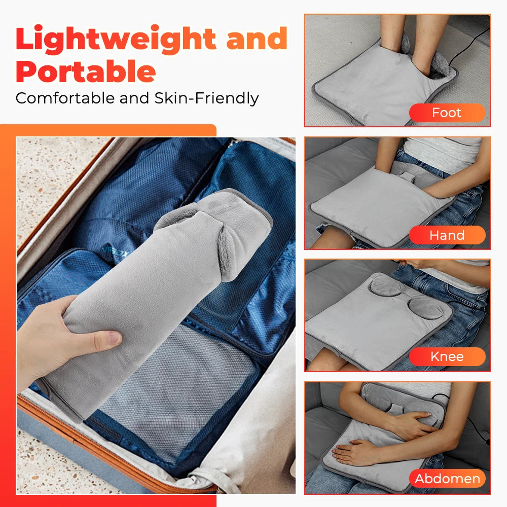 Electric Foot Heating Pad Household Foot Warmer Heater Mat with 4 Heat Levels & 4 Timers Fast Heating for Bed Office Winter Use