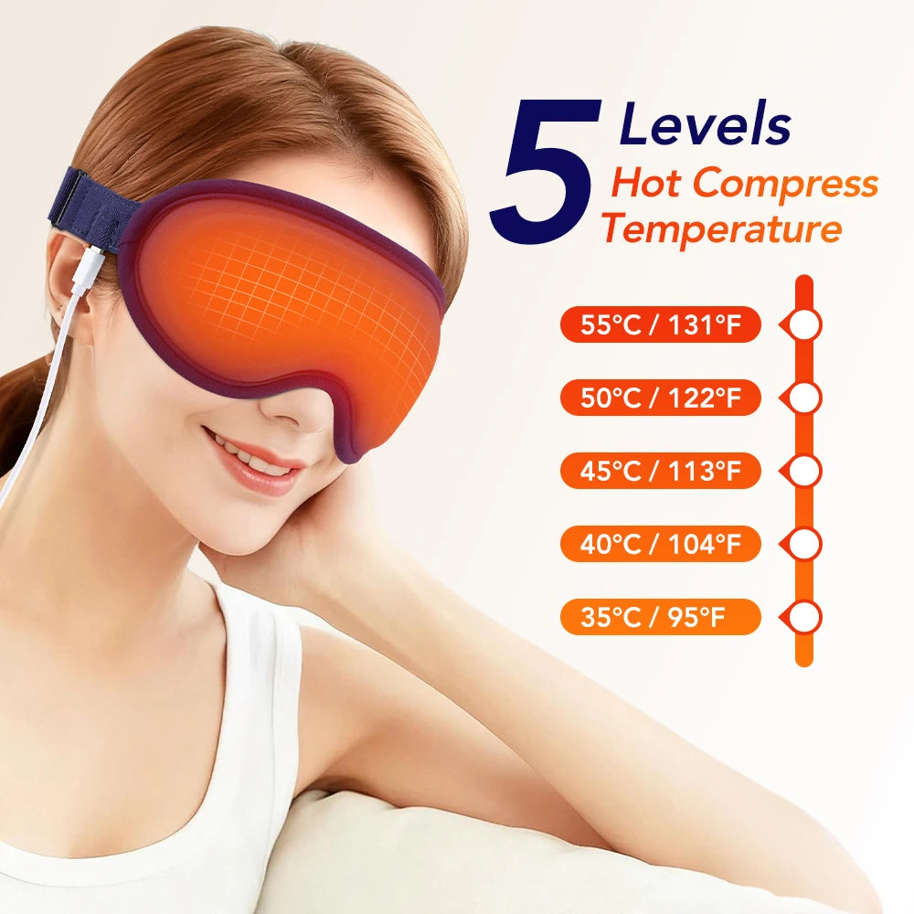 Electric Steam Eye Mask 3D Massage Constant Temperature Hot Compress Smart Timing Sleep Shading Relieve Eye Fatigue