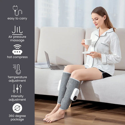 Cloud Prime Eletric Air Pressure Calf Massager 3 Level Airbag Compression Wireless Massage Foot Leg Muscle Blood Circulation Relieve Fatigue For Christmas And New Year Gifts